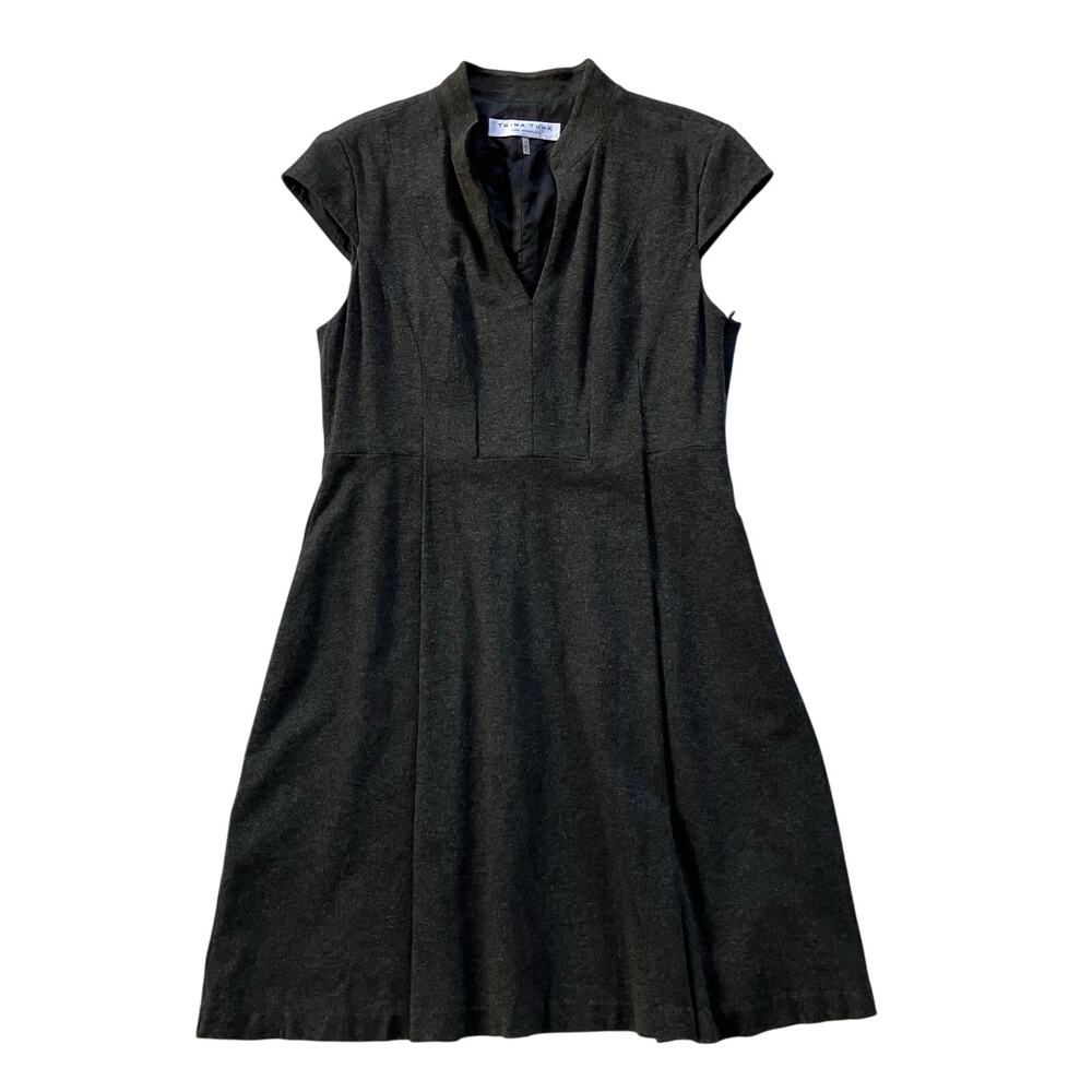 Trina Turk Workwear Cap Sleeve A-Line Dress Size 12 Gray Minimalist
